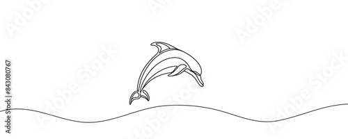 Continuous line drawing of a dolphin. One dolphin line. vector illustration