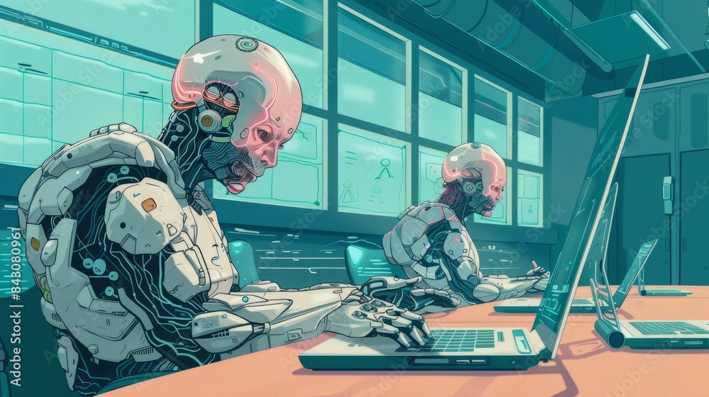 illustration of AI learning some knowledge illustration of AI learning some knowledge