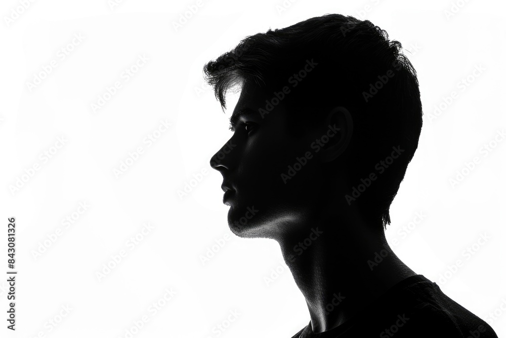 Male Profile Silhouette. The Secret Shadow of a Dramatic Figure Male Profile Silhouette. The Secret Shadow of a Dramatic Figure