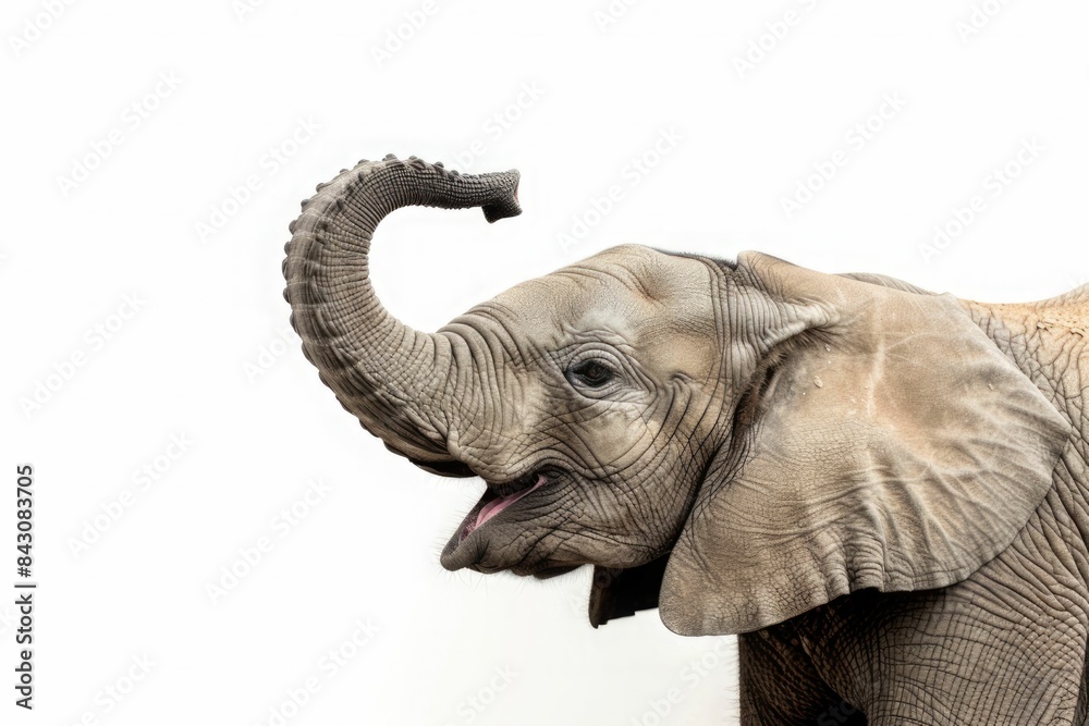 Fototapeta premium Happy elephant isolated on the white background
