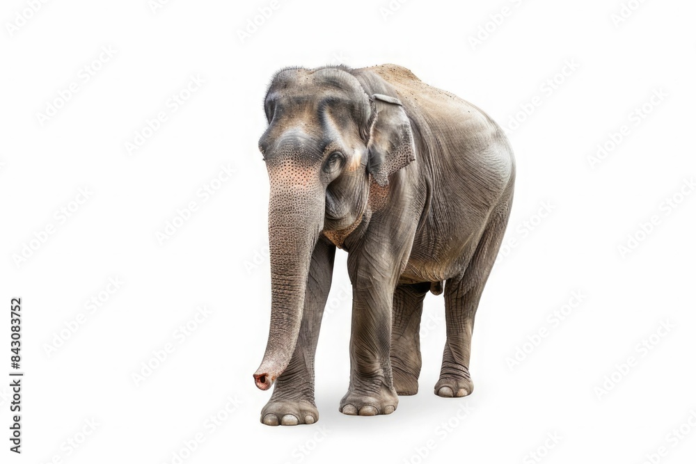 Fototapeta premium Happy elephant isolated on the white background