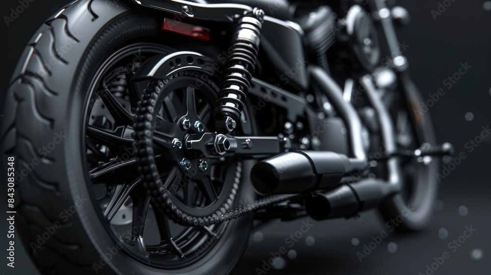 Motorcycle Black Background - Detailed 3D Render of Classic Sport Bike Motorcycle Black Background - Detailed 3D Render of Classic Sport Bike