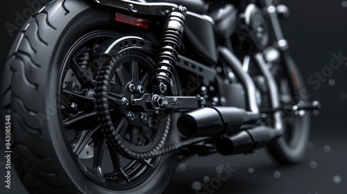 Wallpaper Mural Motorcycle Black Background - Detailed 3D Render of Classic Sport Bike Torontodigital.ca