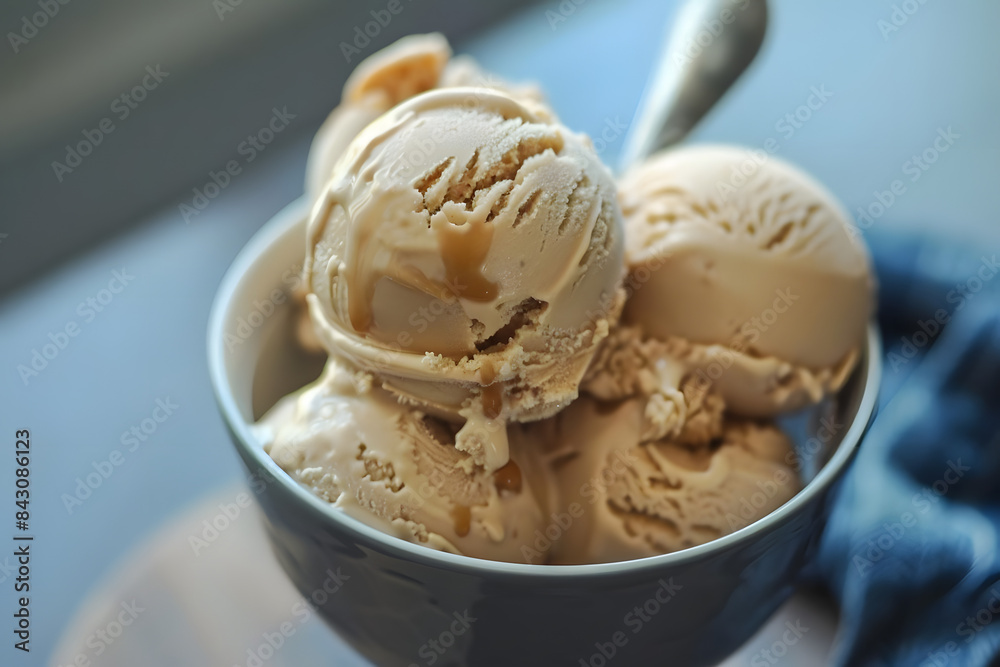 sweet, creamy caramel ice cream. generative ai sweet, creamy caramel ice cream. generative ai