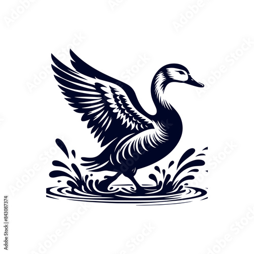 Duck silhouette Clip art isolated vector illustration on white background