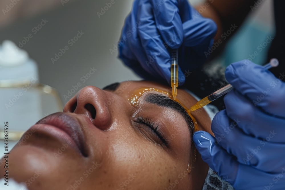 Precision Mesotherapy Treatment by Skilled Cosmetologist in a Professional Setting Precision Mesotherapy Treatment by Skilled Cosmetologist in a Professional Setting