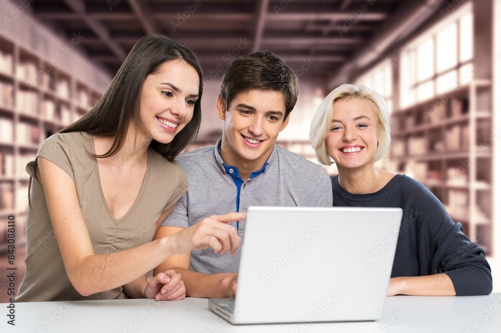 Young college friends student study together Young college friends student study together