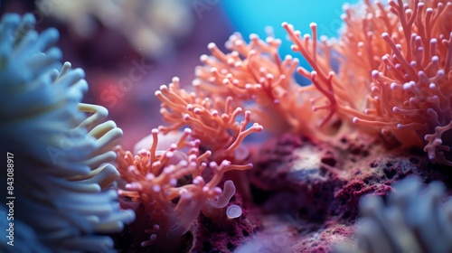 Beautiful coral in the sea. Close-up macro photo.