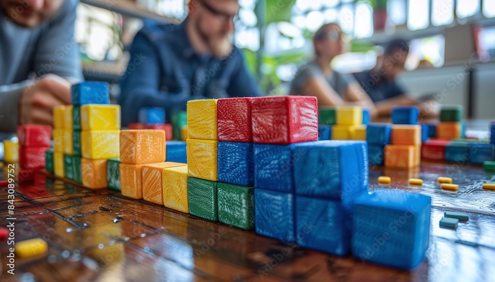 Fototapeta premium Employee engagement with gamification, fun challenges, and interactive activities