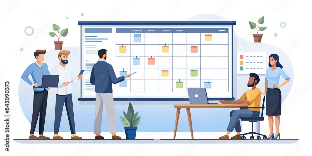 Projektmanagement mit Tools und Planung - Figuren in der Projektplanung - Abstrakte Illustration - Projekt Ziele und Aufgaben - Kommunikation Projektmanagement mit Tools und Planung - Figuren in der Projektplanung - Abstrakte Illustration - Projekt Ziele und Aufgaben - Kommunikation