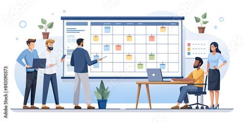 Projektmanagement mit Tools und Planung - Figuren in der Projektplanung - Abstrakte Illustration - Projekt Ziele und Aufgaben - Kommunikation photo