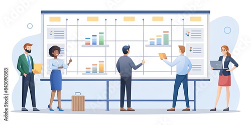 Projektmanagement mit Tools und Planung - Figuren in der Projektplanung - Abstrakte Illustration - Projekt Ziele und Aufgaben - Kommunikation