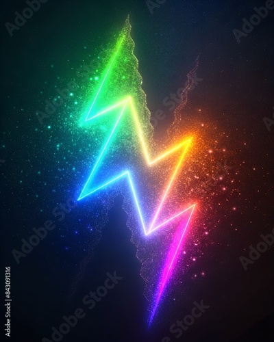 Lighting Neon shape LGBT Pride Graphic Element in vibrant diverse rainbow colours