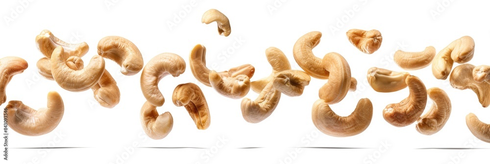 Cashew Nuts Falling: Isolated White Background with Clipping Path for Macro Photography Cashew Nuts Falling: Isolated White Background with Clipping Path for Macro Photography