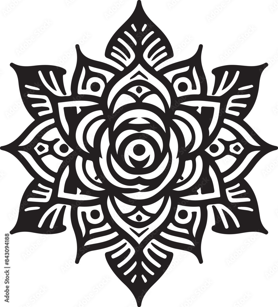 black and white mandala, flower black and white mandala, flower