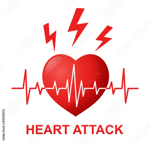Heart attack, heartbeat pulse rhythm, heartache, cardiac failure stroke, cardiovascular disease medical treatment icon. ECG cardiogram. Cardio hypertension. Health care. Stress or love problem. Vector