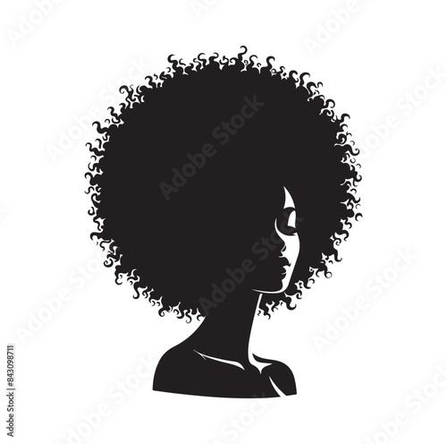 black females silhouettes face profile vignette. black isolated white background