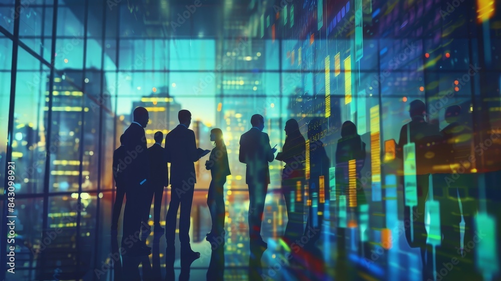 Abstract Business Professionals Analyzing Financial Data in Meeting Frame Abstract Business Professionals Analyzing Financial Data in Meeting Frame