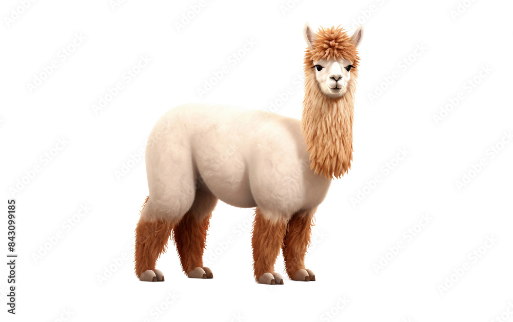 An alpaca is pictured with its face blurred out, standing against a seamless white backdrop An alpaca is pictured with its face blurred out, standing against a seamless white backdrop