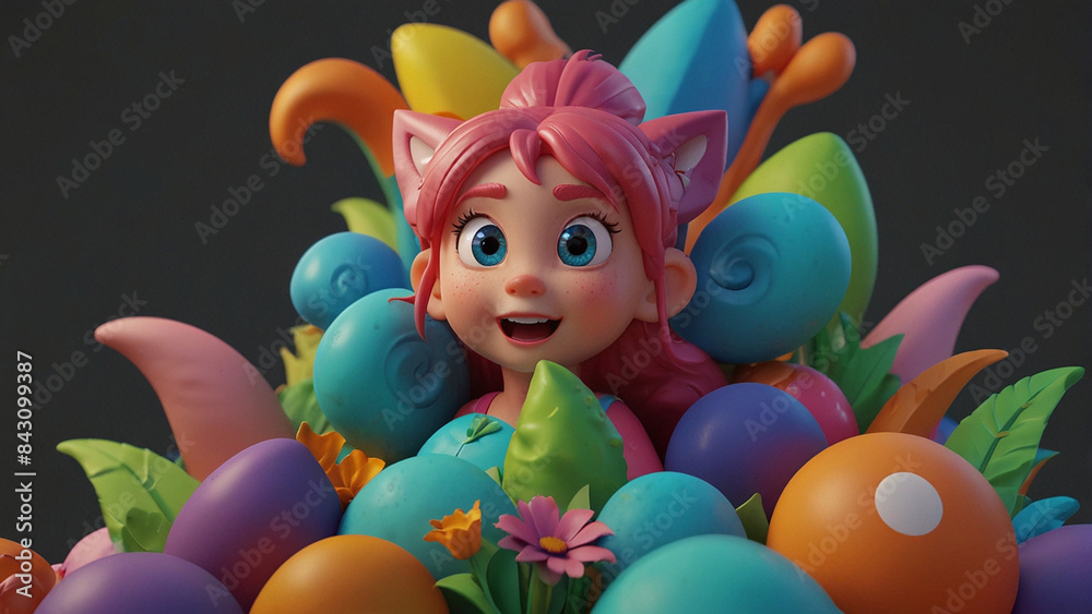 Fototapeta premium 3D characters with various shapes and colorful colors