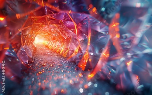 Abstract Tunnel. Glowing Crystals Tunnel Design