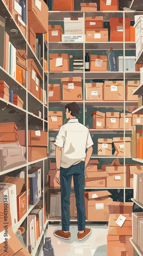 Organized Chaos: Minimalistic Inventory Management in a Surreal Small Business Cartoon Organized Chaos: Minimalistic Inventory Management in a Surreal Small Business Cartoon