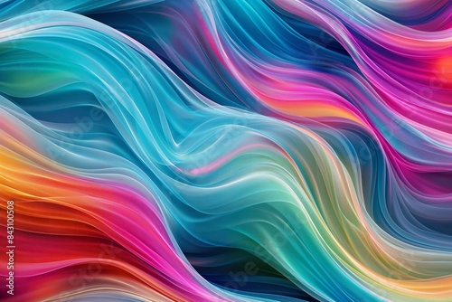 Vibrant Abstract Fusion, Dynamic Composition of Flowing Waves and Shapes in Colorful Spectrum