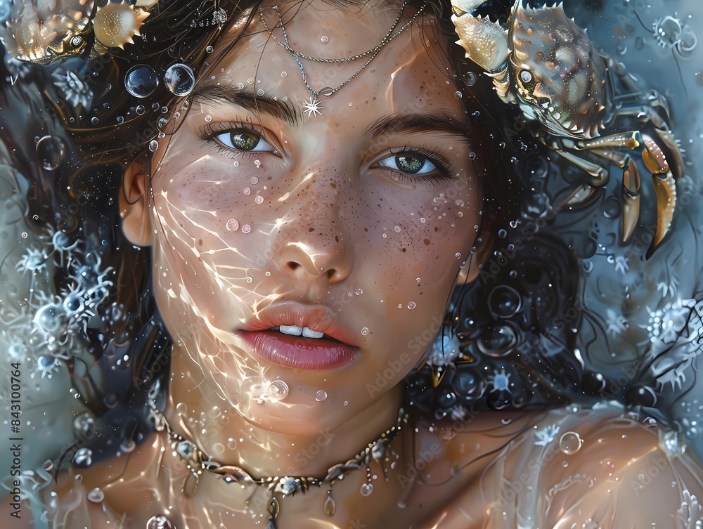Cancer zodiac sign in hyperrealism style Cancer zodiac sign in hyperrealism style