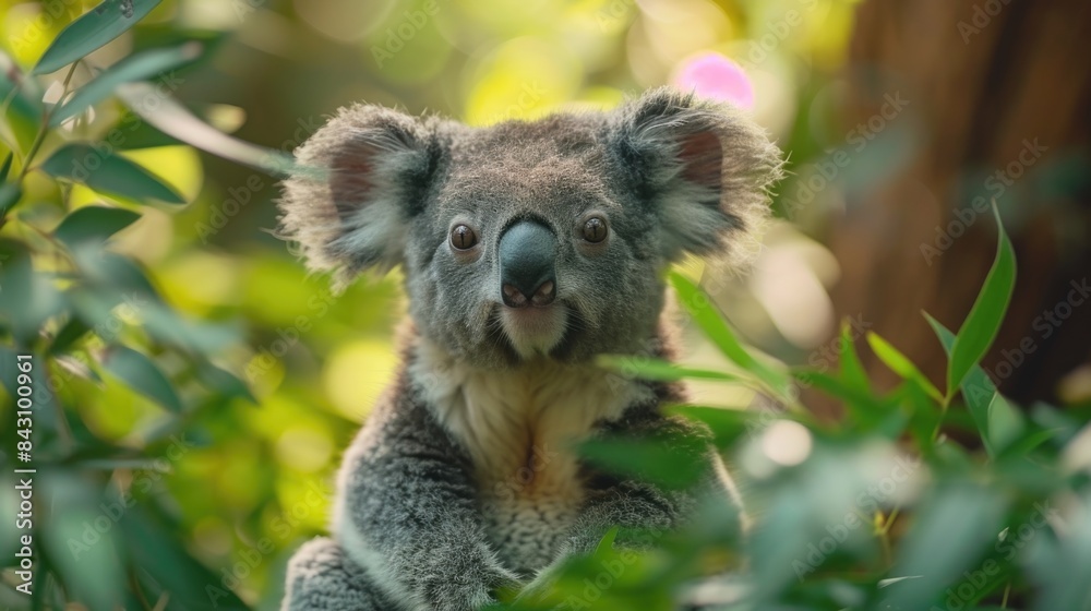 Fototapeta premium Koala sitting on a branch in a tree
