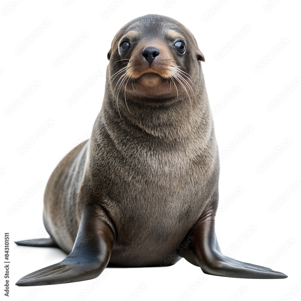 Obraz premium a seal with a smooth, shiny coat, likely indicating that it is wet. The seal has large, round eyes and visible whiskers