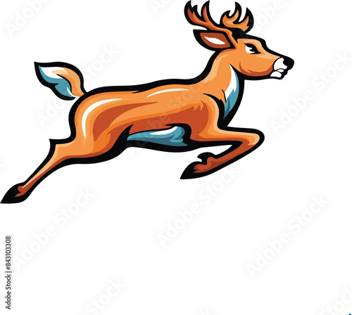 Vector set of flat hand drawn deer isolated on white background