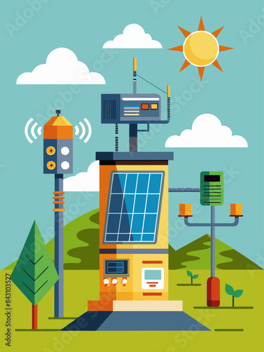 Solar-powered weather station vector