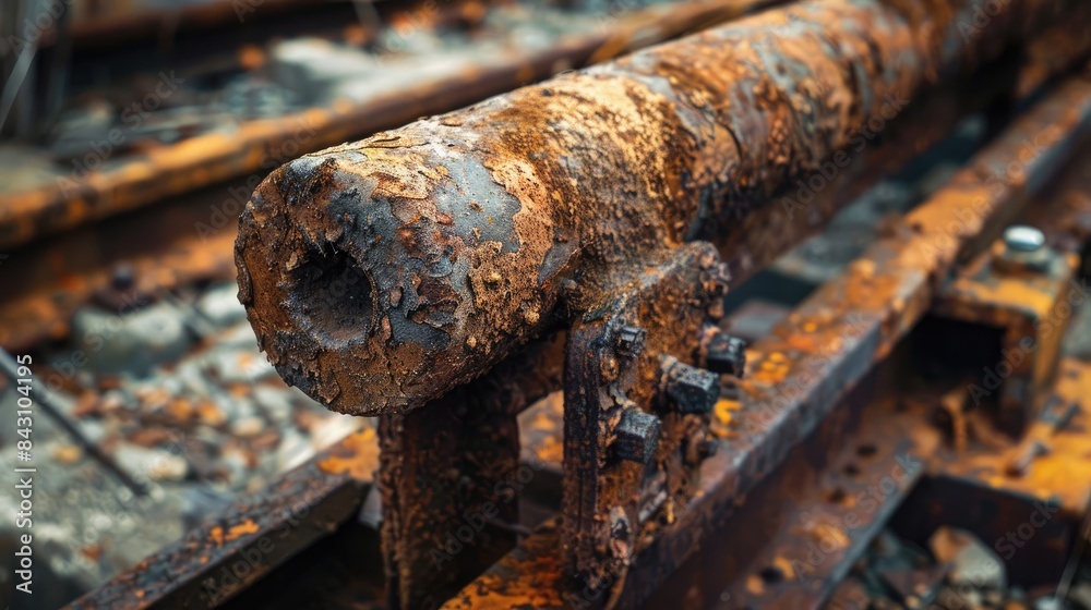 Old corroded disassembled metal rod Old corroded disassembled metal rod