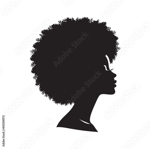 black females silhouettes face profile vignette. black isolated white background