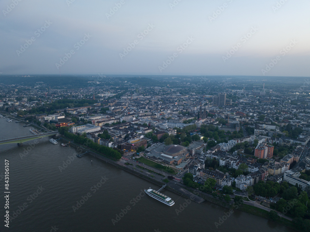 Fototapeta premium City center of Bonn, Germany. Aerial view at sunset.