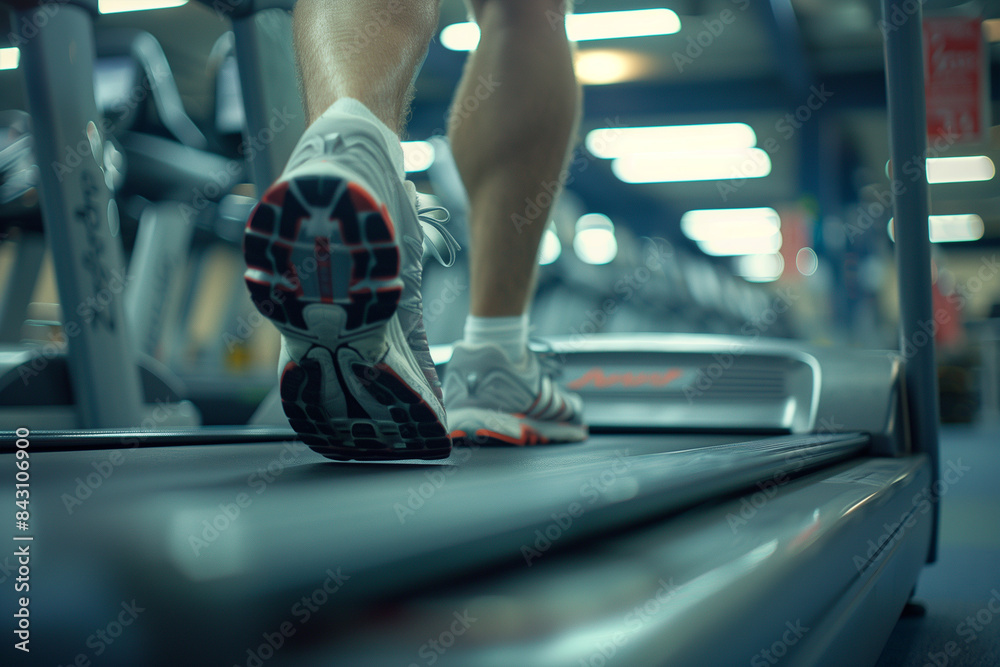 Close Up of Persons Feet Running on Treadmill in Gym Close Up of Persons Feet Running on Treadmill in Gym