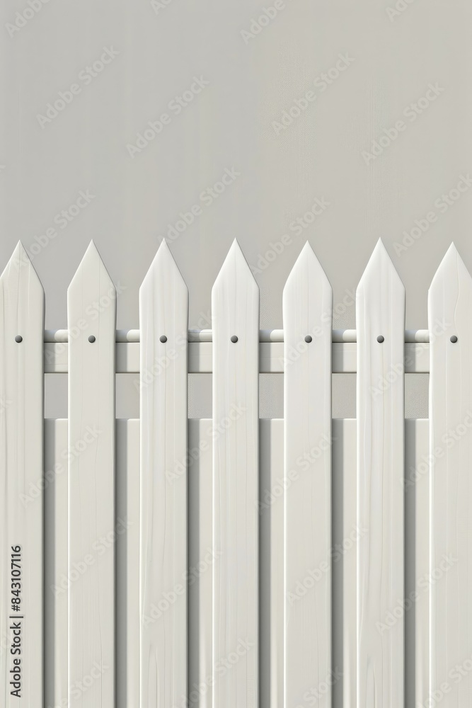 White picket fence with grey background White picket fence with grey background