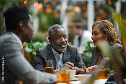 Business Professionals Having Coffee Meeting at Restaurant