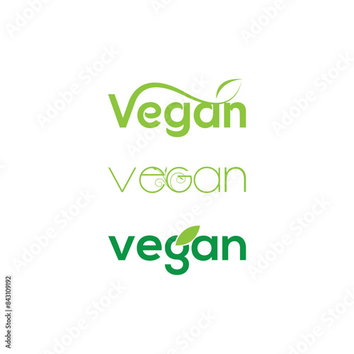 vegan typography logo vector template photo