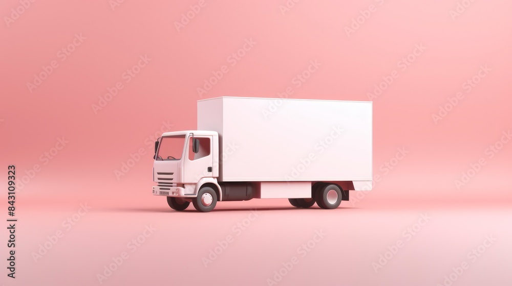 Cargo delivery truck on plain background, ecommerce delivery transportation concept Cargo delivery truck on plain background, ecommerce delivery transportation concept