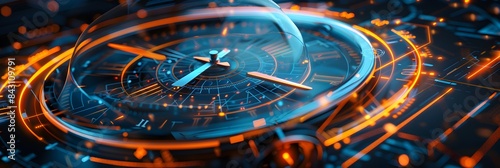 Wallpaper Mural Abstract futuristic compass with digital lines and glowing elements on a dark background, symbolizing technology innovation for marketing or business direction concepts
 Torontodigital.ca