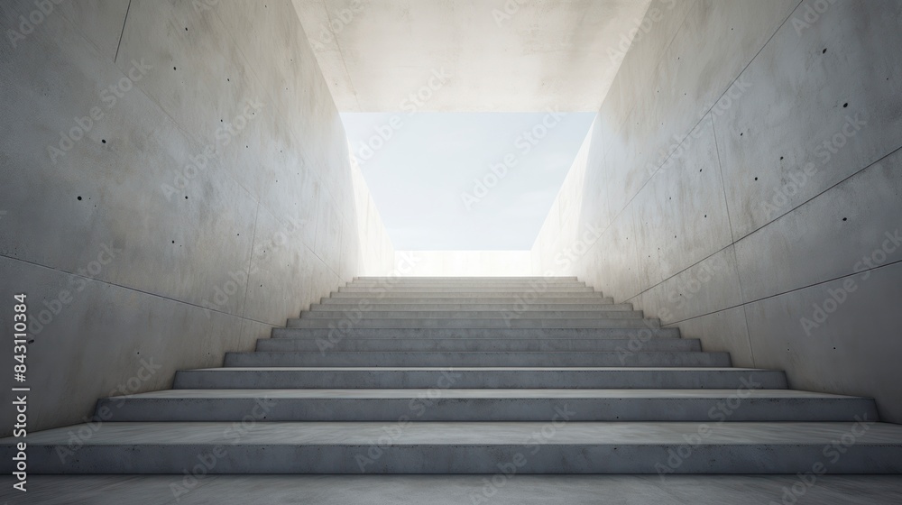 Concrete stairs leading up to blue sky with clouds, perspective view Concrete stairs leading up to blue sky with clouds, perspective view