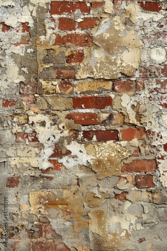 Weathered Brick Wall with Flaking Plaster © Armir