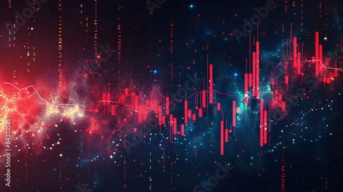 Wallpaper Mural Vibrant digital visualization of stock market data and trends with a cosmic backdrop Torontodigital.ca