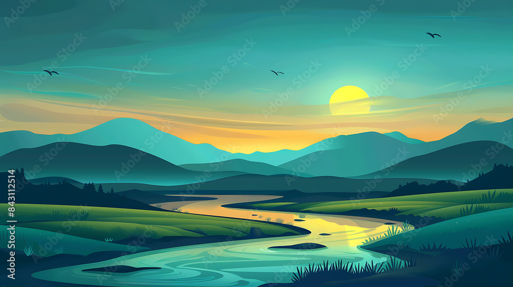 Fototapeta premium landscape illustration
