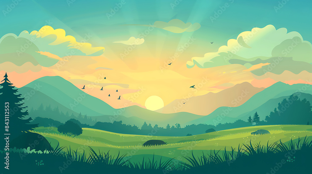 Fototapeta premium landscape illustration