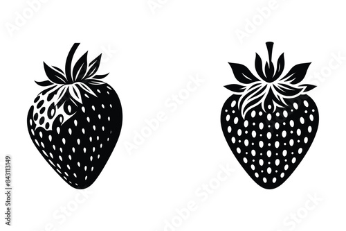 Strawberry Fruit Vector Silhouette Illustration