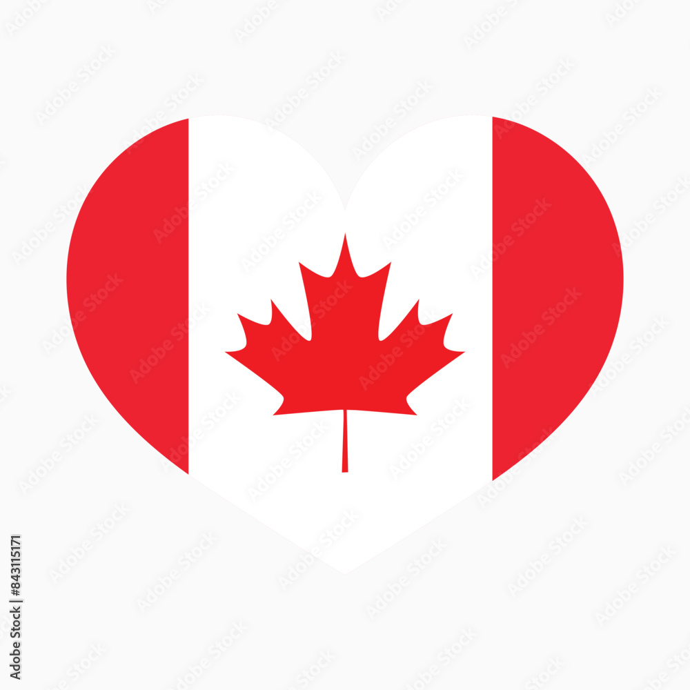 Canadian flag inscribed in a heart. Vector illustration. White isolated background. Canadian flag inscribed in a heart. Vector illustration. White isolated background.