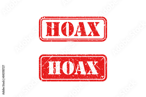 Hoax red stamp on white background