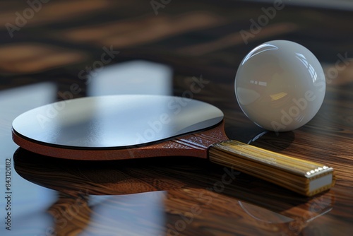 A ping pong paddle and plate on a table, perfect for playing ping pong or serving food